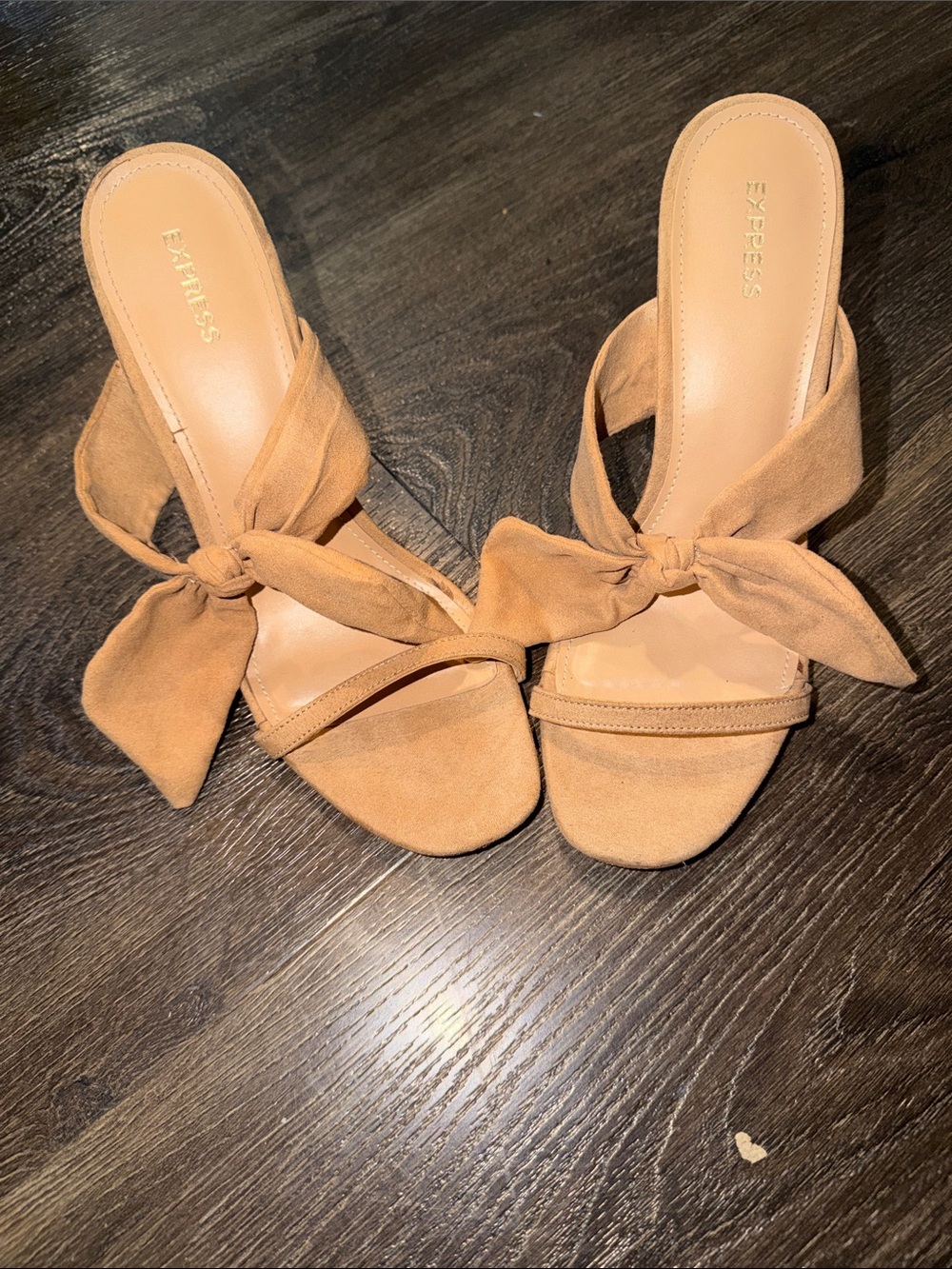 Express Women’s Camel Knot-Accent Slide Heels